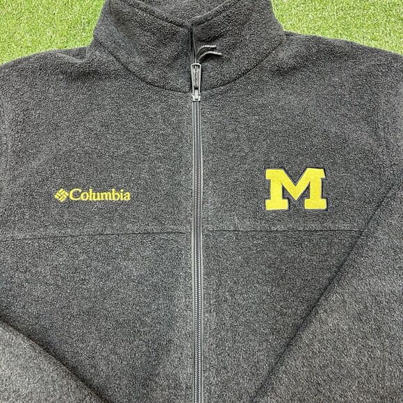 Michigan Wolverines Columbia Fleeece Gray Full Zip Jacket Mens Size Medium - Picture 2 of 8